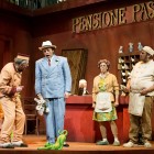 Alfonso Antoniozzi as Don Pasquale with Andy Fraser, Sandra Paxton and Steven Faughey as porter, maid and cook